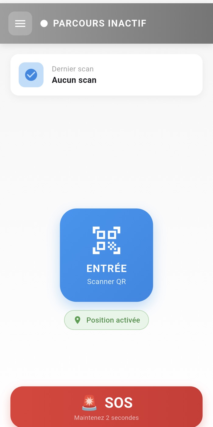 L’écran d’accueil de l’agent, ici avec un parcours inactif.