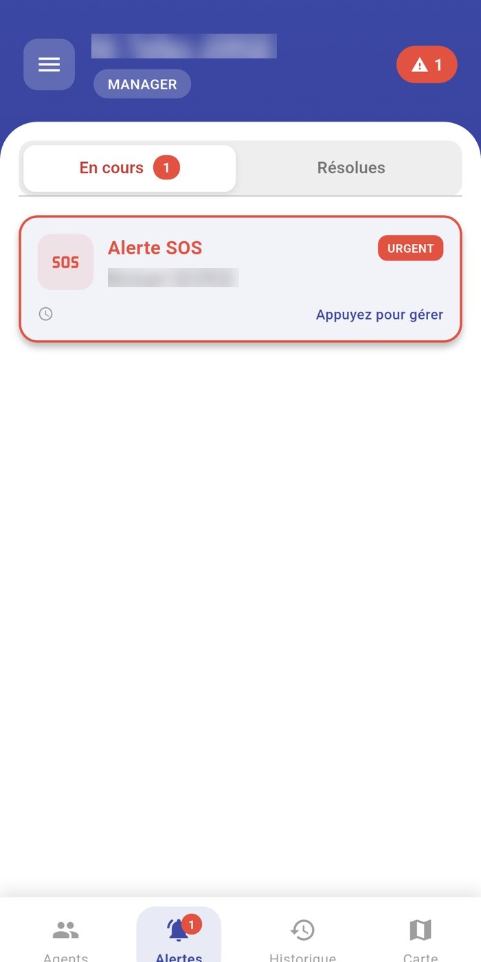Une alerte SOS en cours.