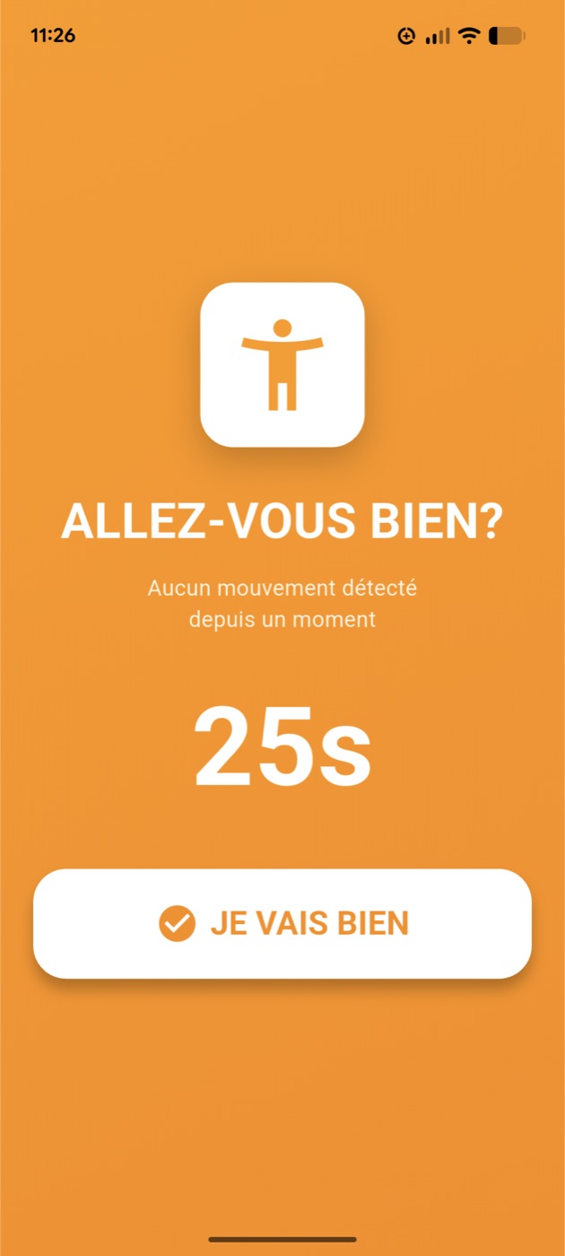 L’écran d’immobilité : orange, et non rouge.
