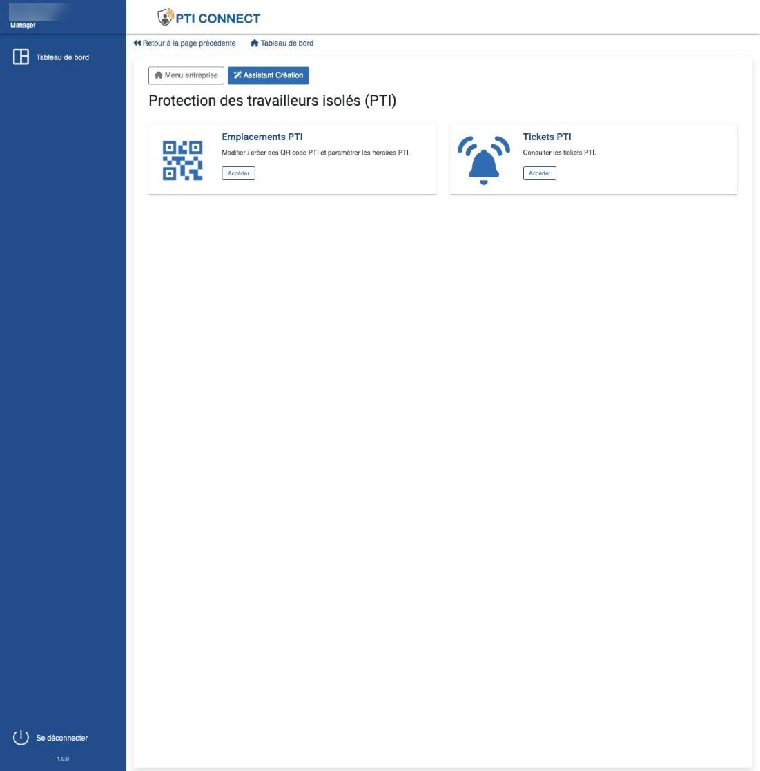 Le menu PTI et son bouton « Assistant Création ».